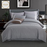 Horizontal Stripe Duvet Set - Silver Grey